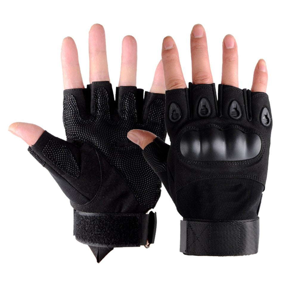 Pair of Half Finger Gloves Outdoor Cycling Tactical Fingerless Gloves Black M