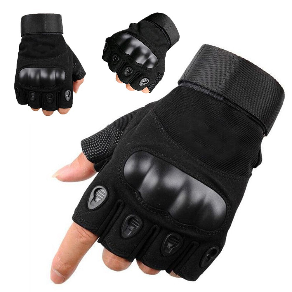Pair of Half Finger Gloves Outdoor Cycling Tactical Fingerless Gloves Black L