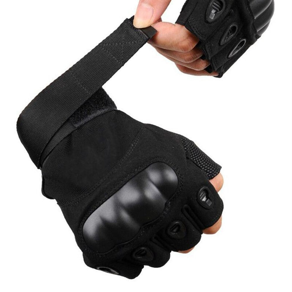 Pair of Half Finger Gloves Outdoor Cycling Tactical Fingerless Gloves Black XL