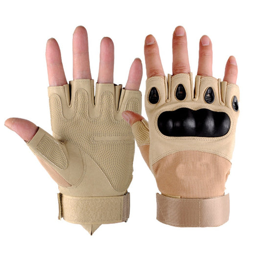 Pair of Half Finger Gloves Outdoor Cycling Tactical Fingerless Gloves Brown XL