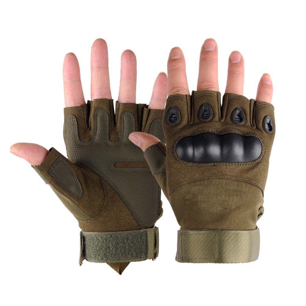 Pair of Half Finger Gloves Outdoor Cycling Tactical Fingerless Gloves Grren M