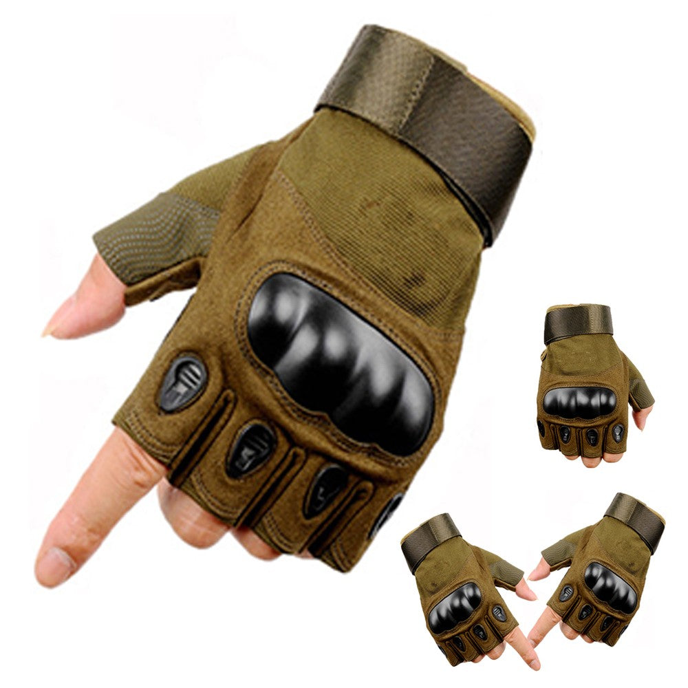 Pair of Half Finger Gloves Outdoor Cycling Tactical Fingerless Gloves Grren M