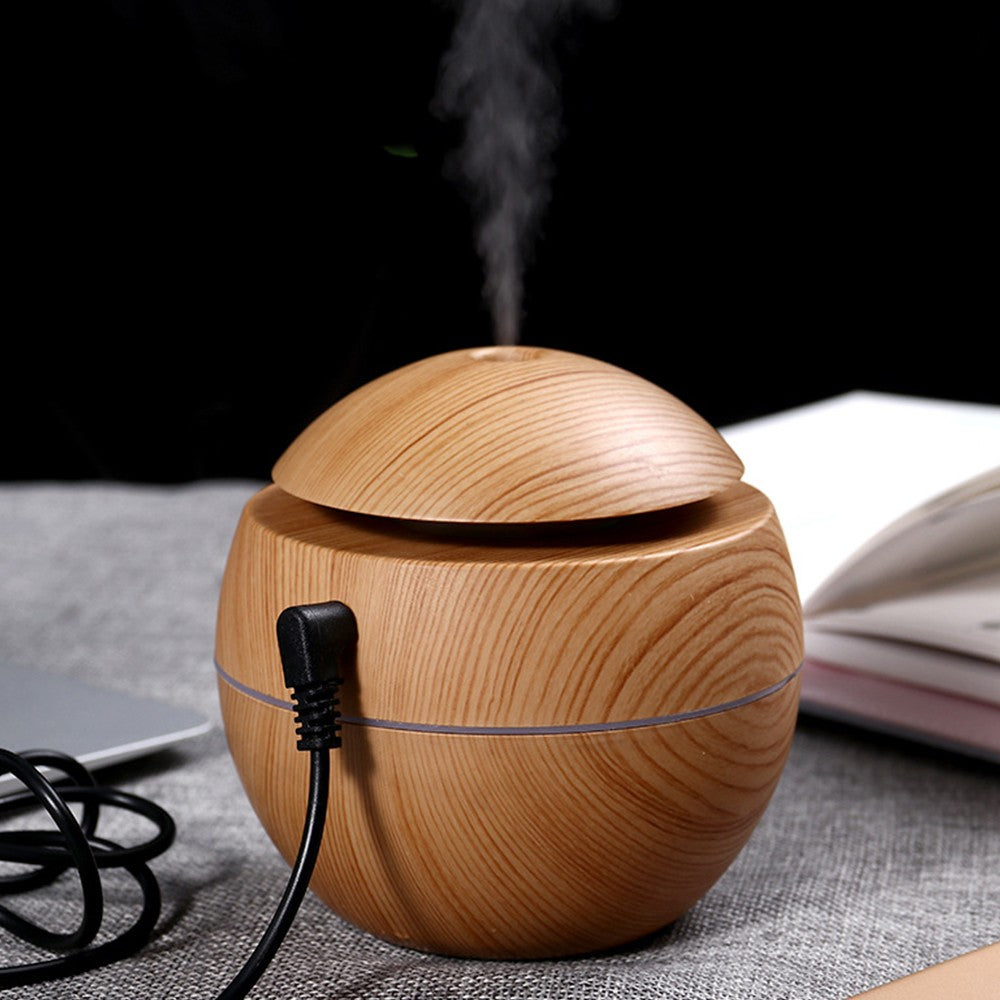 Air Humidifier USB Aromatherapy Diffuser LED Light Essential Oil Humidifier Light Brown