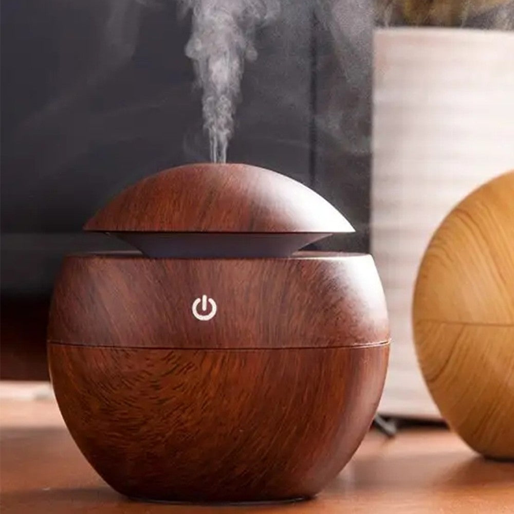 Air Humidifier USB Aromatherapy Diffuser LED Light Essential Oil Humidifier Dark Brown
