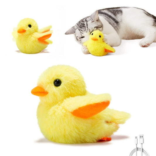 1Pc Cat Interactive Plush Duck Toy Flapping Vibration Toy with Electronic Sound