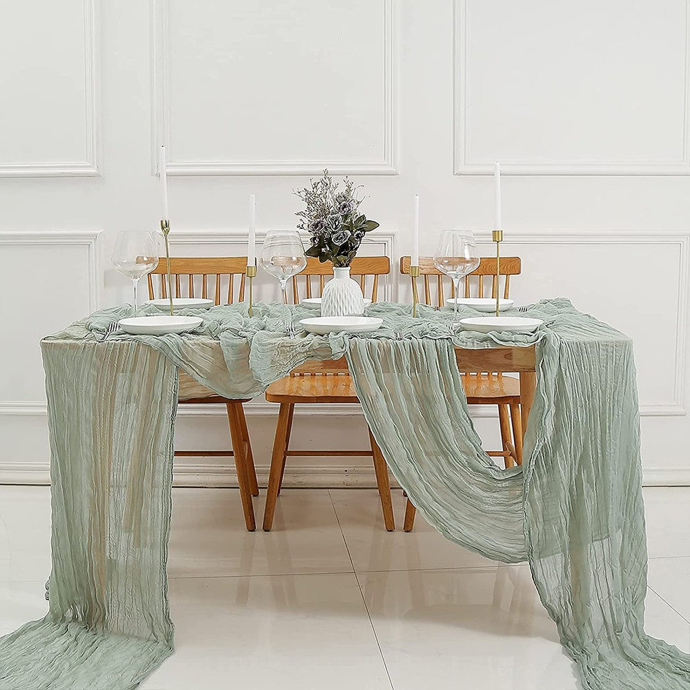 90x400cm Tulle Doily Table Runner Wedding Table Cloth Decor Light Green