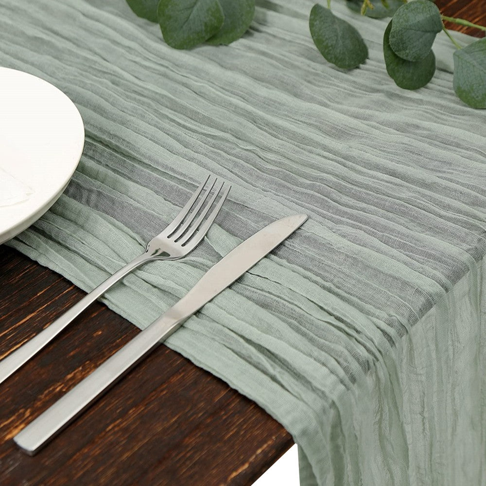 90x400cm Tulle Doily Table Runner Wedding Table Cloth Decor Light Green