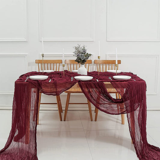 90x400cm Tulle Doily Table Runner Wedding Table Cloth Decor Wine Red