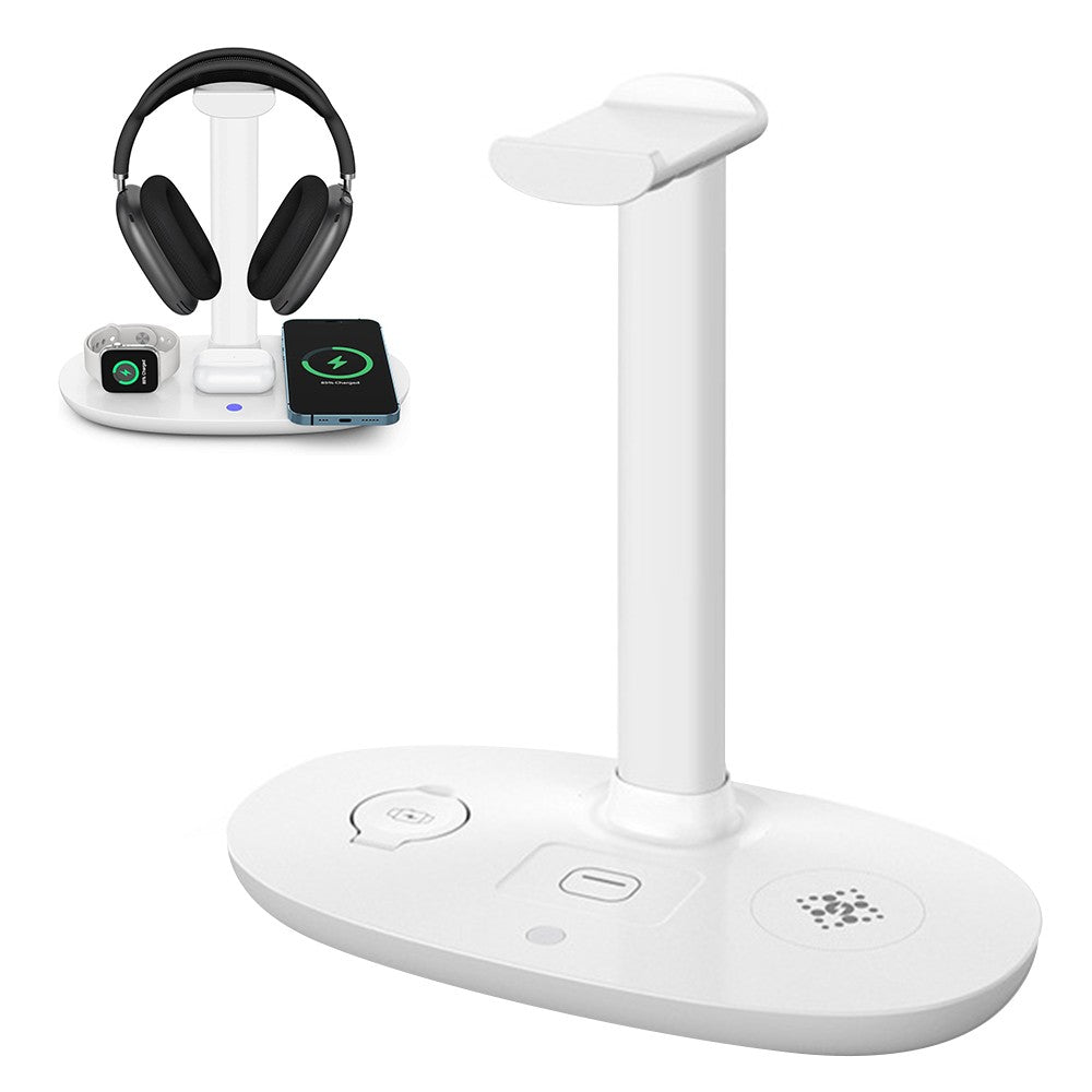 4 In 1 Qi Wireless Fast Charging Station Charging Dock Stand for Apple White