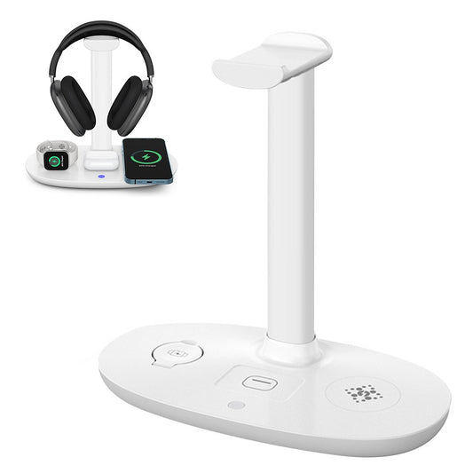 4 In 1 Qi Wireless Fast Charging Station Charging Dock Stand for Apple White