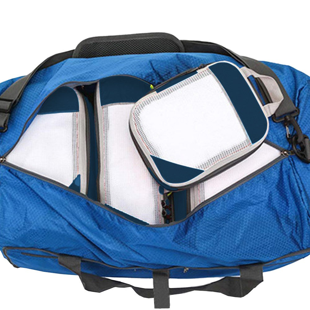 Set of 6Pcs Travel Storage Bags Clothes Organizer Pouch with Shoes Bag Navy Blue