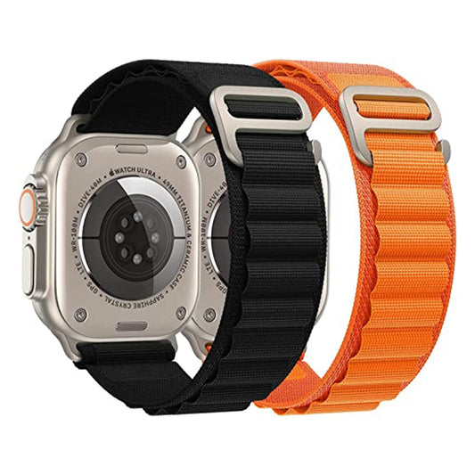 2 X Alpine Loop Watch Band for Apple iWatch 42-44-45-49mm Black Orange