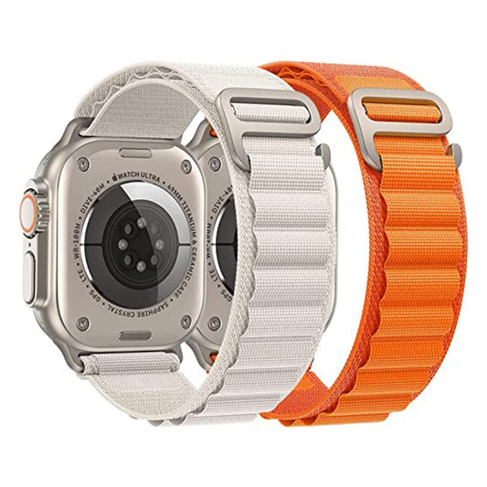 2 X Alpine Loop Watch Band for Apple iWatch 38-40-41mm White Orange