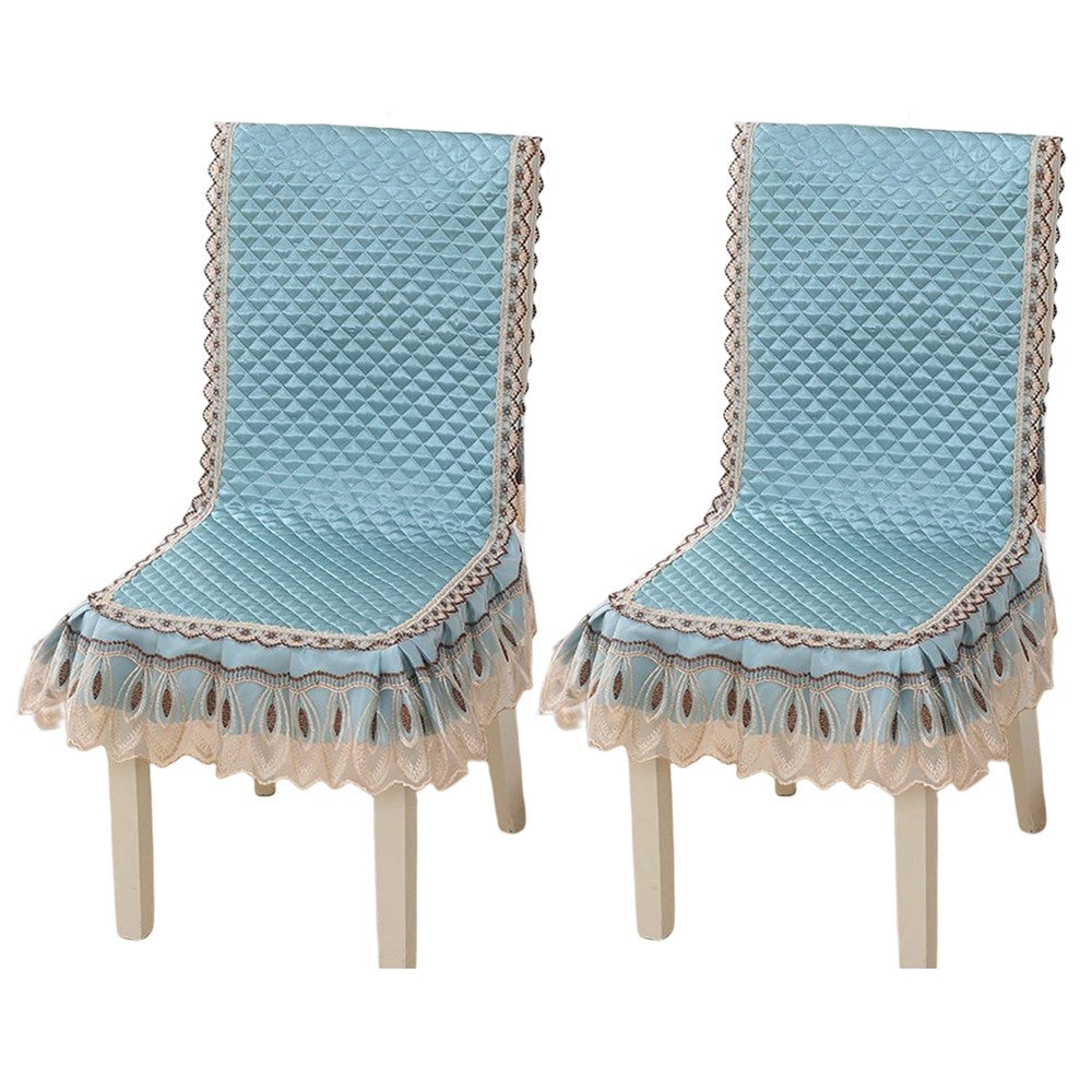 2 X Stretch Dining Chair Cover Non-Slip Thickened Slipcover Seat Cover Acid Blue