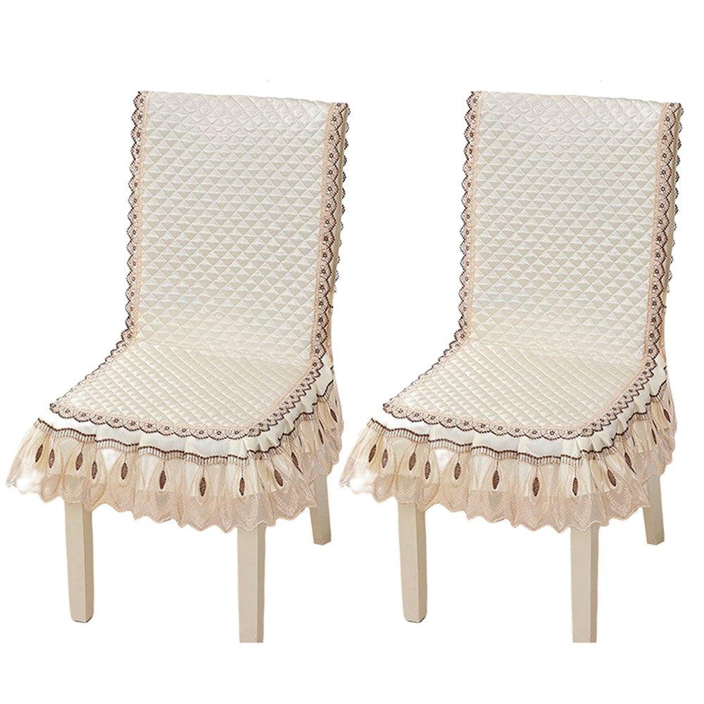 2 X Stretch Dining Chair Cover Non-Slip Thickened Slipcover Seat Cover Beige