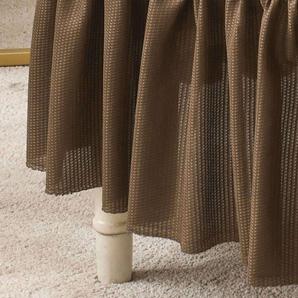 2 X Soft Fabric Dining Chair Cover Removable Chair Covers with Lace Skirt Coffee