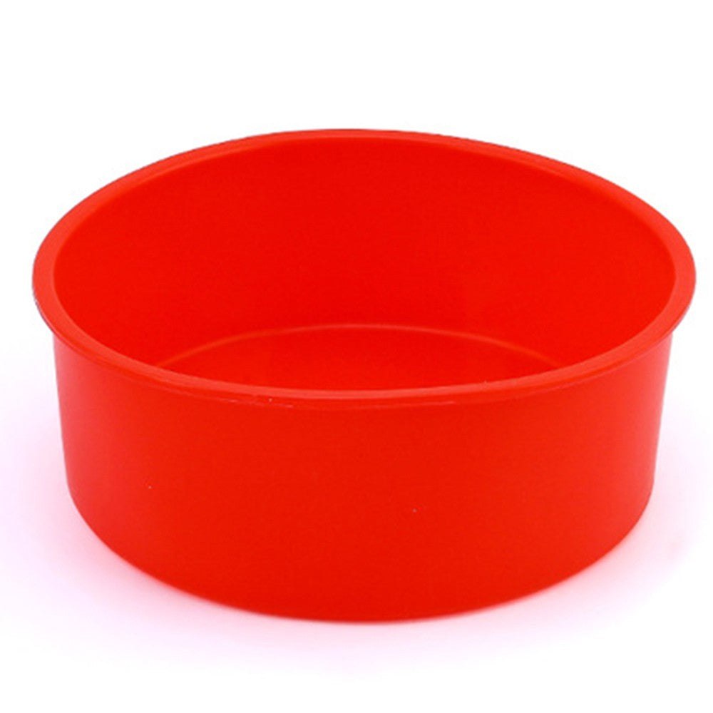 8 Inch Round Silicone Cake Pan Non-stick Baking Tray DIY Bakeware Mould Red