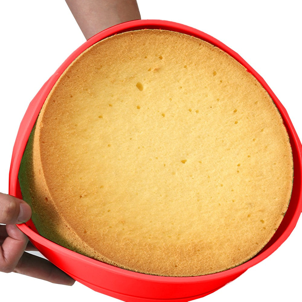 10 Inch Round Silicone Cake Pan Non-stick Baking Tray DIY Bakeware Mould Red