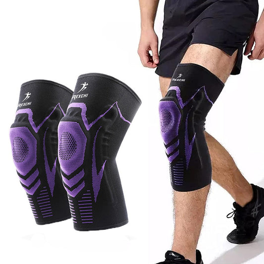 Pair of Compression Knee Brace Sports Knee Support Sleeve Knee Pad Purple M
