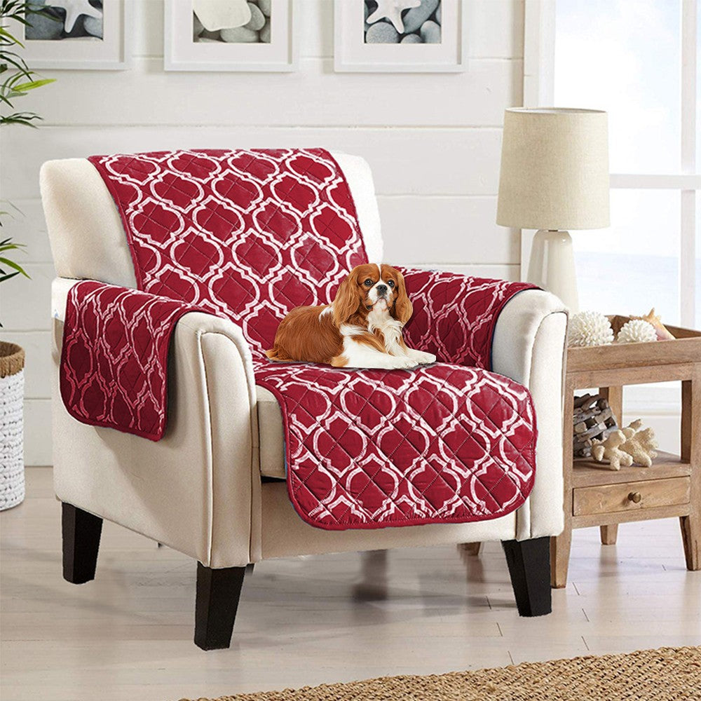 For 1-seater Couch Recliner Cover Sofa Slipcover Pet Sofa Mat Wine Red