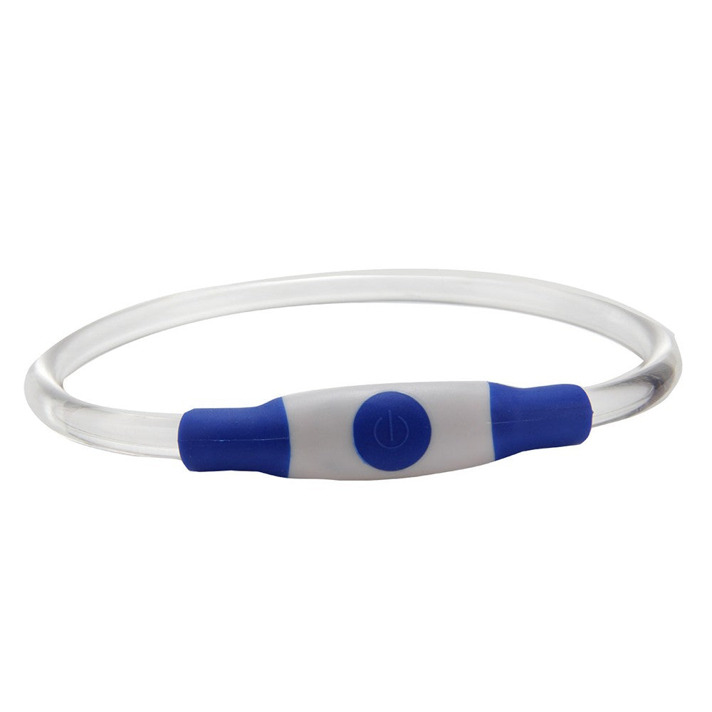 30cm Light-Up Pet Dog Collars Flashing Dog Collar USB Rechargeable Adjustable Pet Collar Blue Light