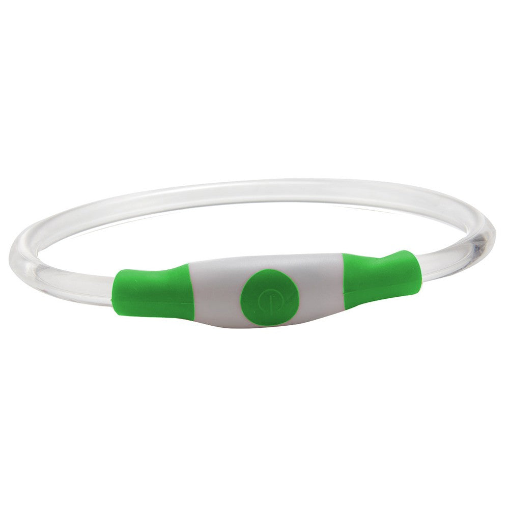 70cm Light-Up Pet Dog Collars Flashing Dog Collar USB Rechargeable Adjustable Pet Collar Green Light