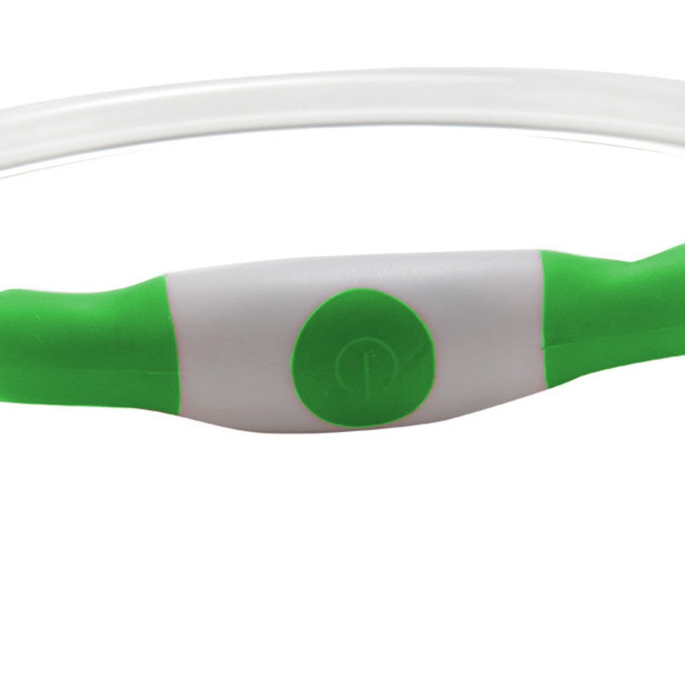 30cm Light-Up Pet Dog Collars Flashing Dog Collar USB Rechargeable Adjustable Pet Collar Green Light