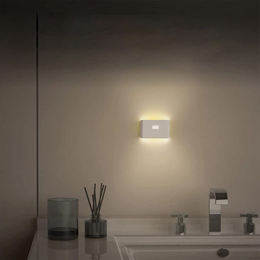 2 X Wall Mounted Motion Sensor LED Night Light Wireless USB Rechargeable Human Body Induction Wall Light