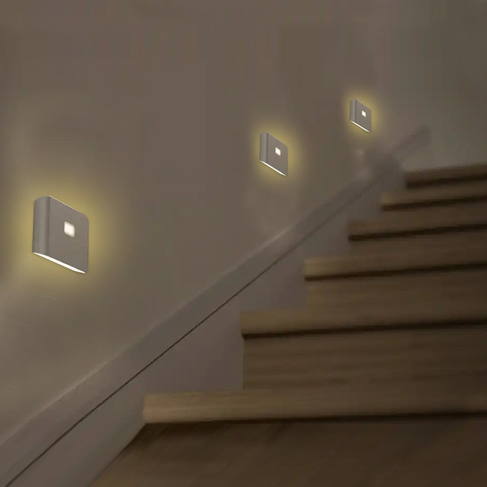 1 X Wall Mounted Motion Sensor LED Night Light Wireless USB Rechargeable Human Body Induction Wall Light