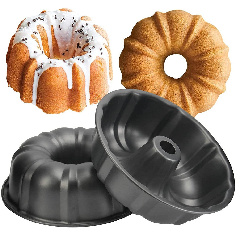 1 X Nonstick Bundt Cake Pan Cake Molds Carbon Steel Fluted Tube Cake Pans Baking Tools Black