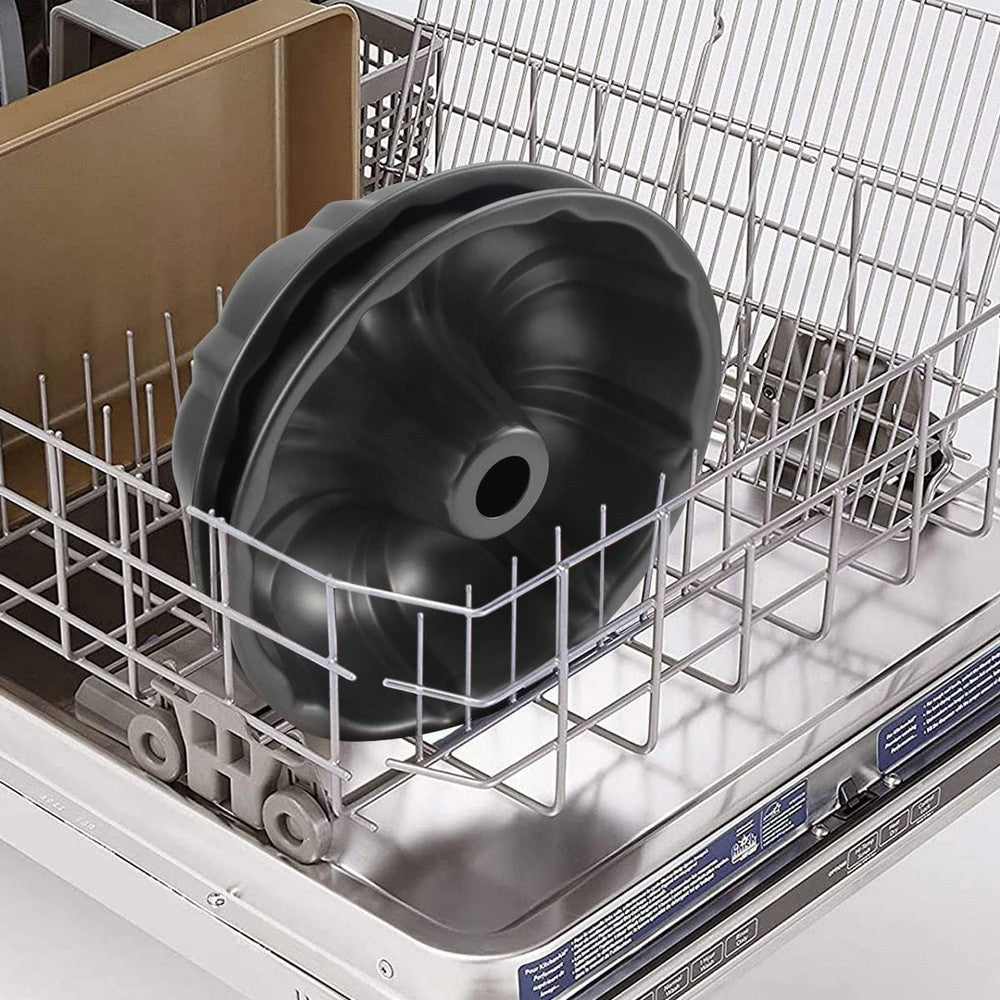 1 X Nonstick Bundt Cake Pan Cake Molds Carbon Steel Fluted Tube Cake Pans Baking Tools Black