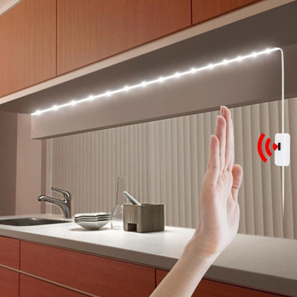 5M USB LED Strip Light Touch Switch Hand Scan Cabinet Lights White Light