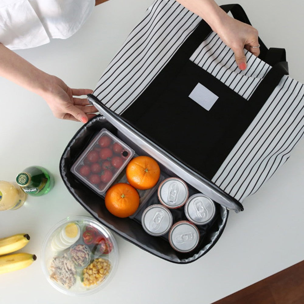 1 X Dual Compartment Insulated Lunch Bag Picnic Cooler Bag Portable Tote HandBag