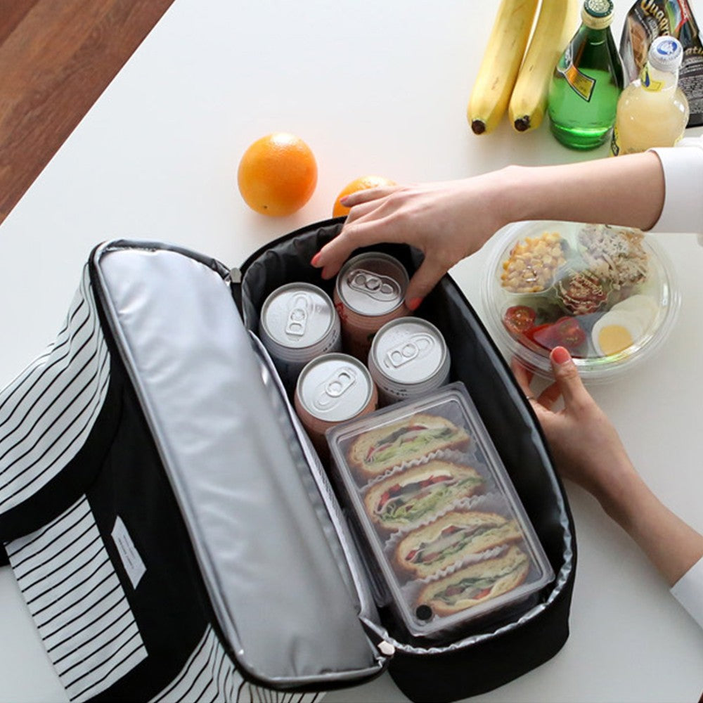 2 X Dual Compartment Insulated Lunch Bag Picnic Cooler Bag Portable Tote HandBag