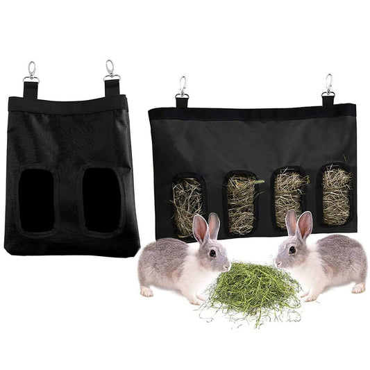 2-Hole and 4-Hole Rabbit Hay Feeder Bag Guinea Pig Hay Bag Hanging Feeder Bag