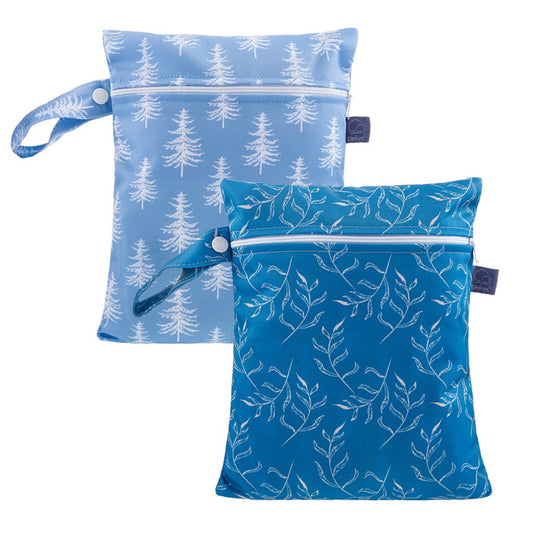2Pcs Printed Water Resistant Dry Wet Bag Reusable Diaper Storage Bag Swimsuits Bag