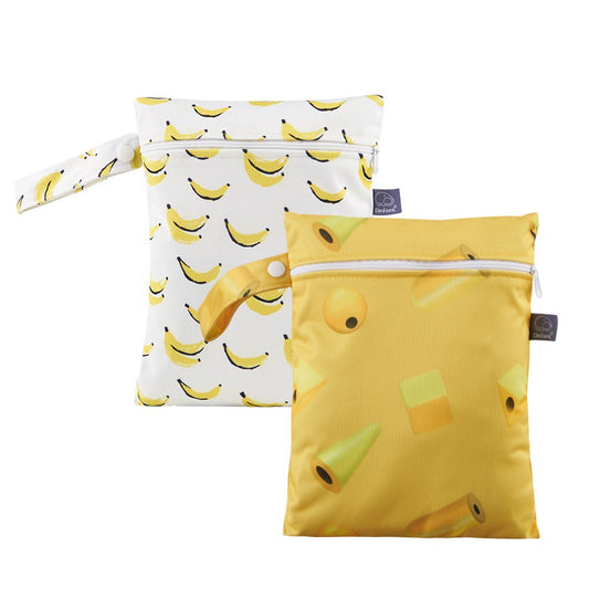 2Pcs Printed Water Resistant Dry Wet Bag Reusable Diaper Storage Bag Swimsuits Bag