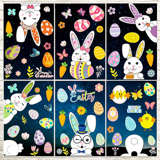 Double Sided Printed Easter Window Cling Stickers Easter Bunny Decal Home Decor
