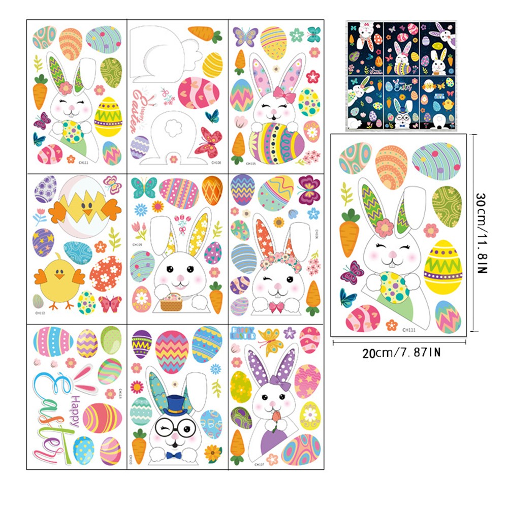 Double Sided Printed Easter Window Cling Stickers Easter Bunny Decal Home Decor