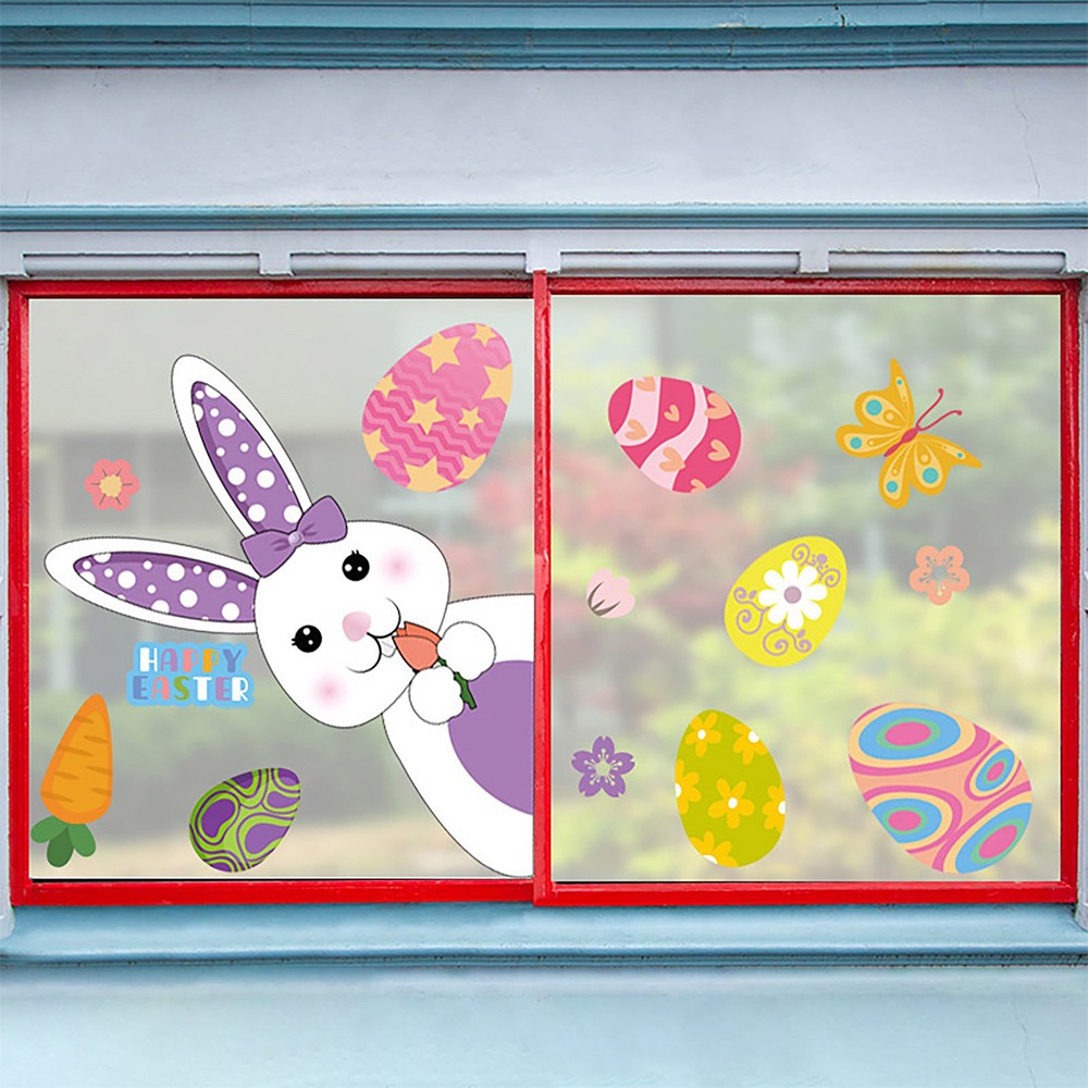 Double Sided Printed Easter Window Cling Stickers Easter Bunny Decal Home Decor