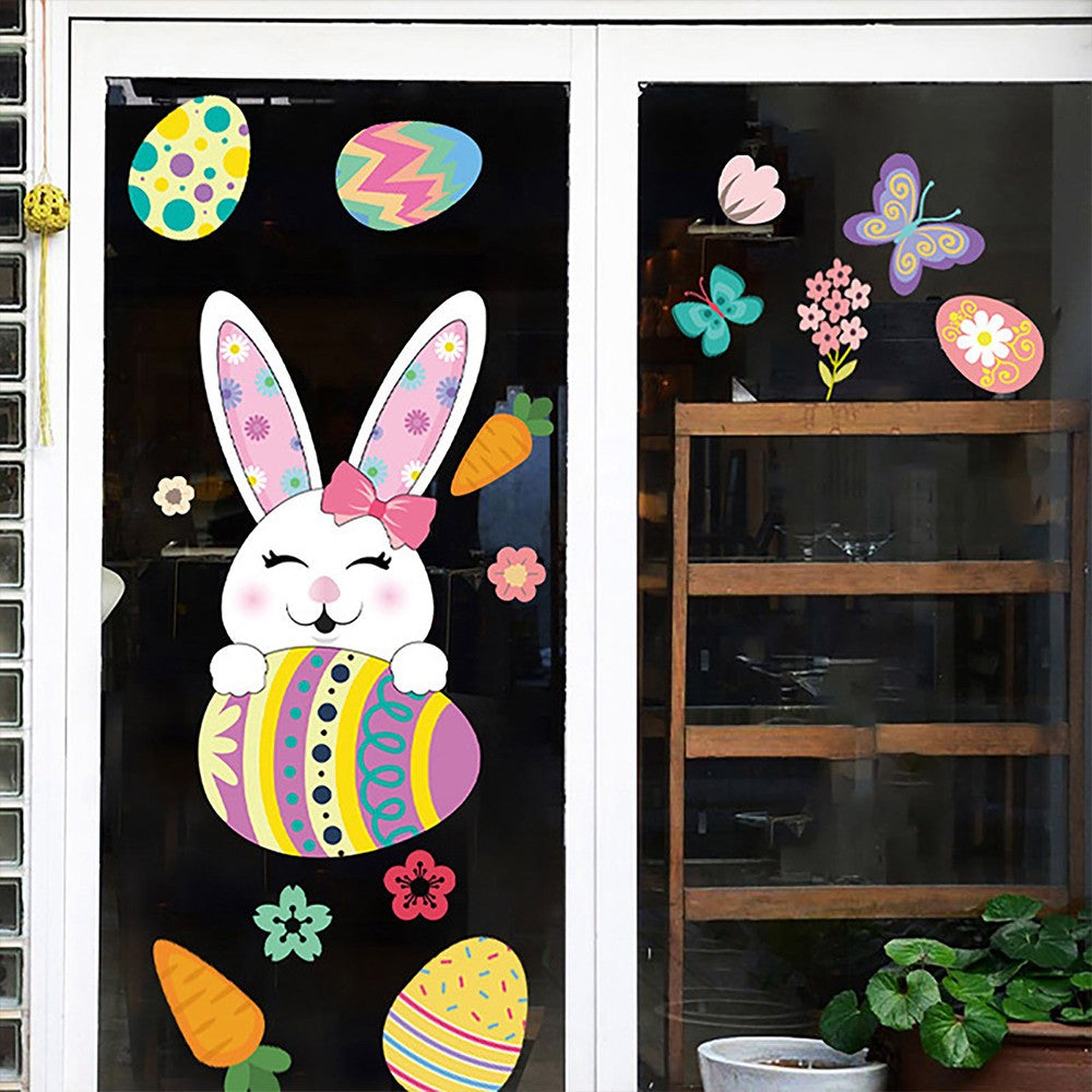 Double Sided Printed Easter Window Cling Stickers Easter Bunny Decal Home Decor