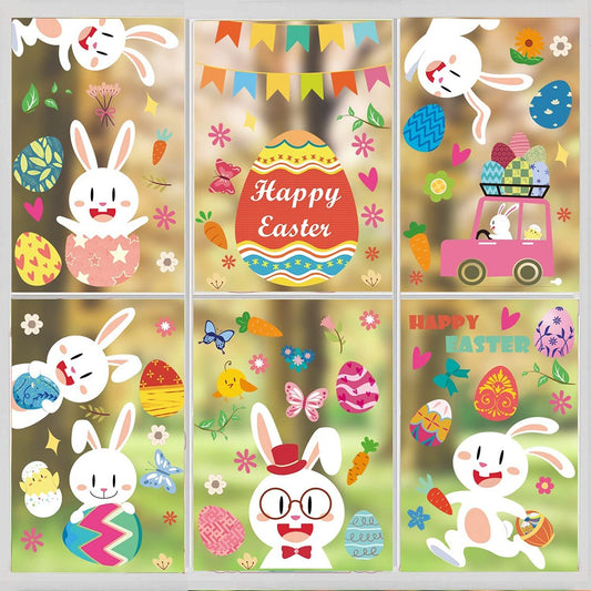 Double Sided Printed Easter Window Cling Stickers Easter Bunny Decal Home Decor