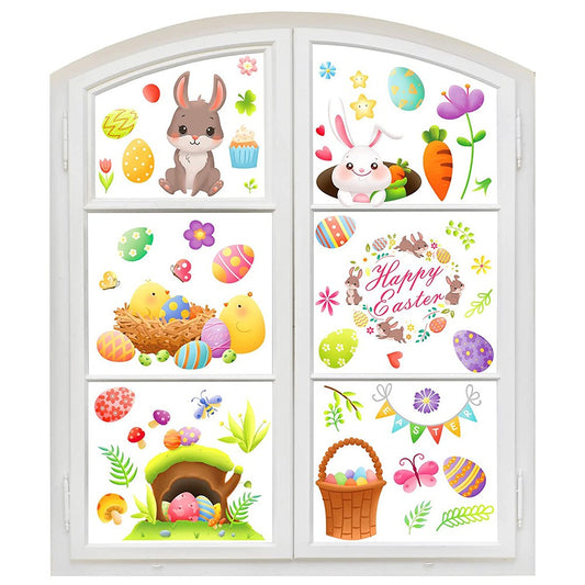 Double Sided Printed Easter Window Cling Stickers Easter Bunny Decal Home Decor