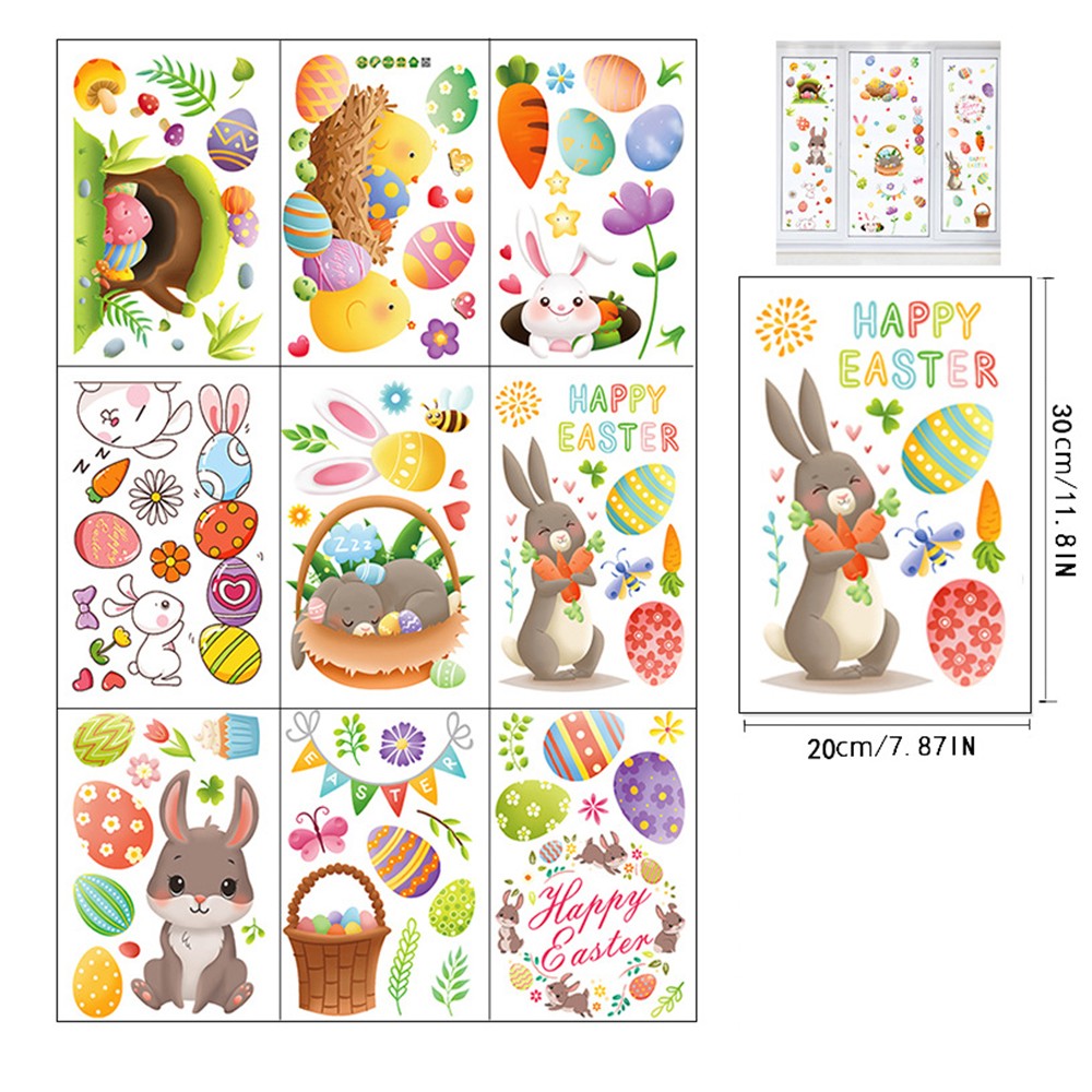 Double Sided Printed Easter Window Cling Stickers Easter Bunny Decal Home Decor