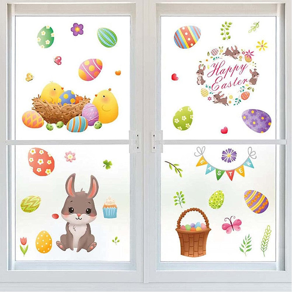 Double Sided Printed Easter Window Cling Stickers Easter Bunny Decal Home Decor