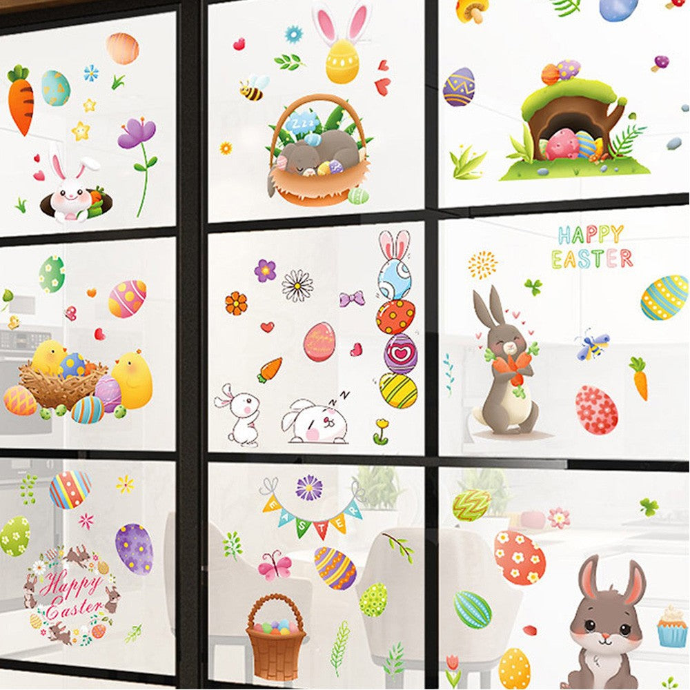 Double Sided Printed Easter Window Cling Stickers Easter Bunny Decal Home Decor
