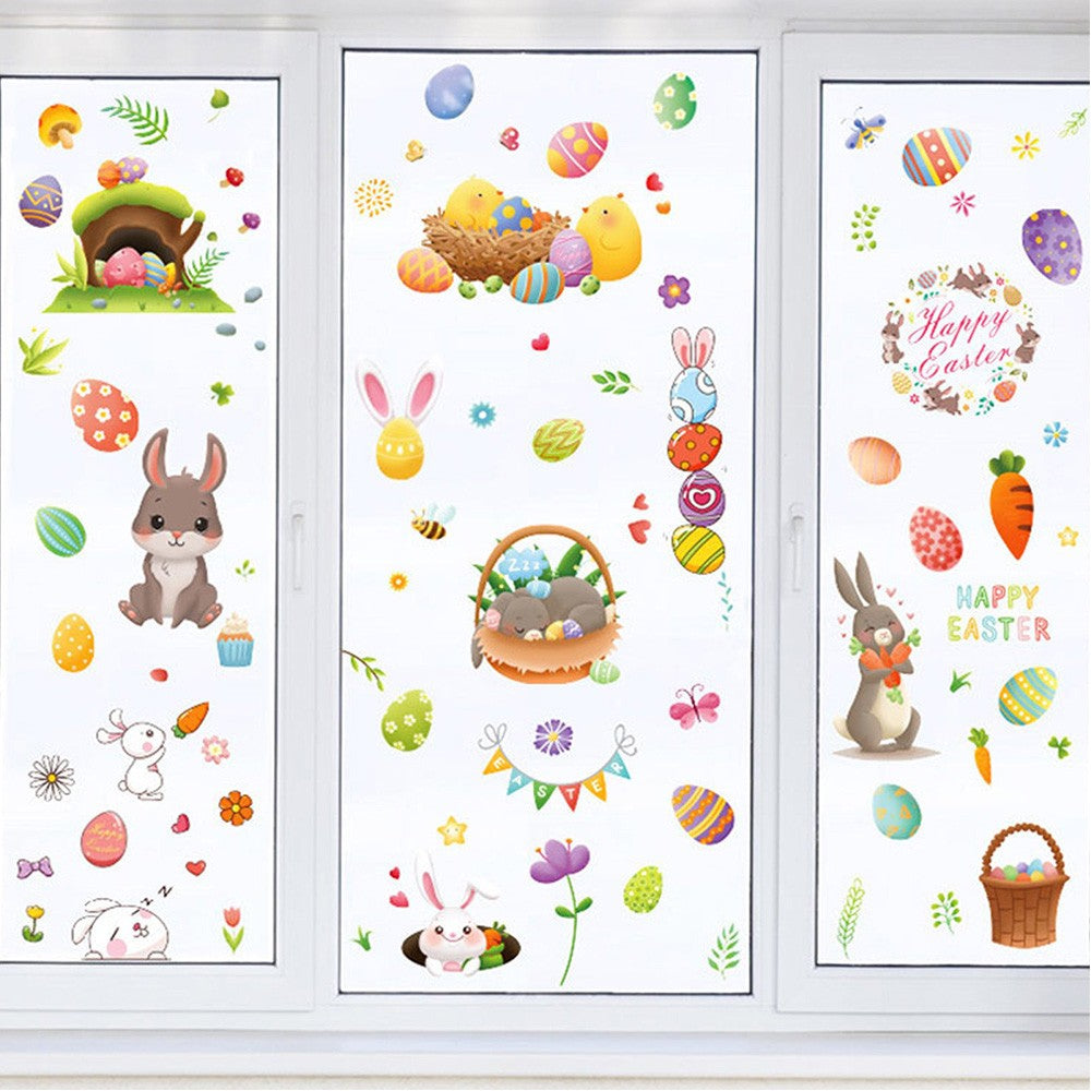 Double Sided Printed Easter Window Cling Stickers Easter Bunny Decal Home Decor