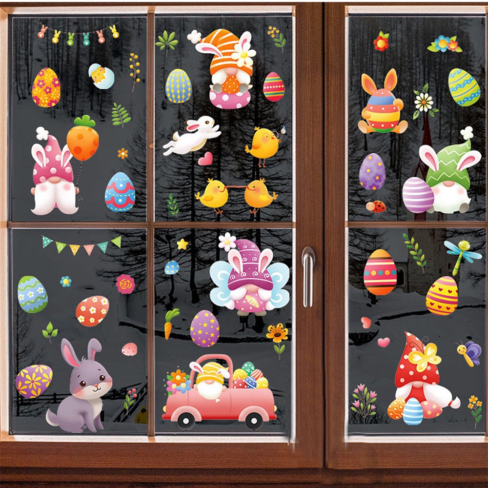 Double Sided Printed Easter Window Cling Stickers Easter Bunny Decal Home Decor