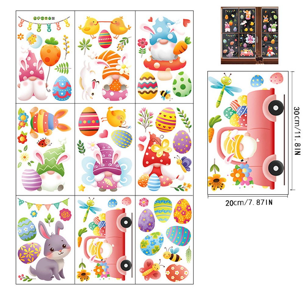 Double Sided Printed Easter Window Cling Stickers Easter Bunny Decal Home Decor