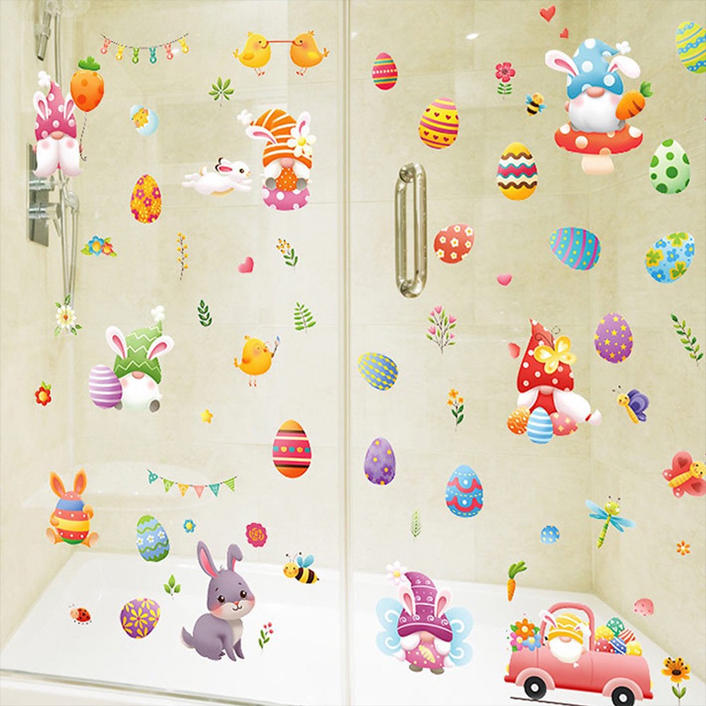Double Sided Printed Easter Window Cling Stickers Easter Bunny Decal Home Decor